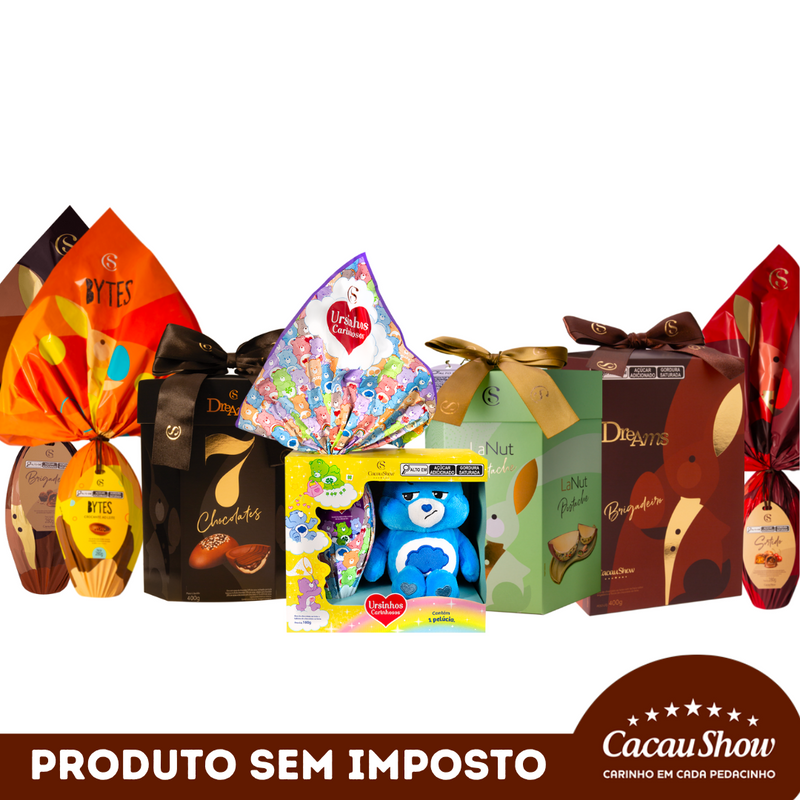 Kit 4 ovos de páscoa + 3 ovos recheados + 1 Ovo ursinhos carinhosos